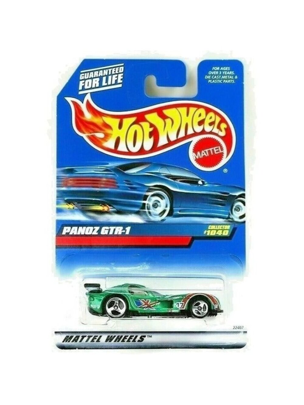 Vintage Die Cast Hot Wheels 1999 PANOZ GTR-1 #169 Green Chrome 3 Spoke Wheel Car